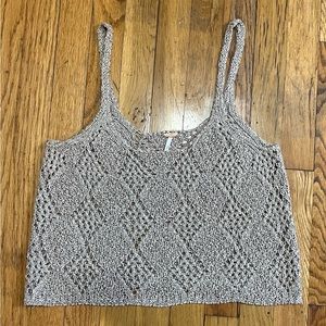 FREE PEOPLE Womens Size Small Crochet Tank Top Tan Boho Loose Knit